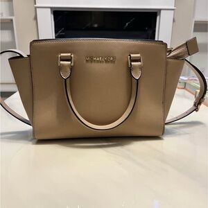 Michael Kors Tan Satchel with Gold Hardware